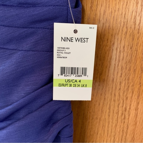 Wrap Dress Fit Flare Bright Blue Size 4 Small Knee Length Short Sleeve V Neck - Picture 6 of 12